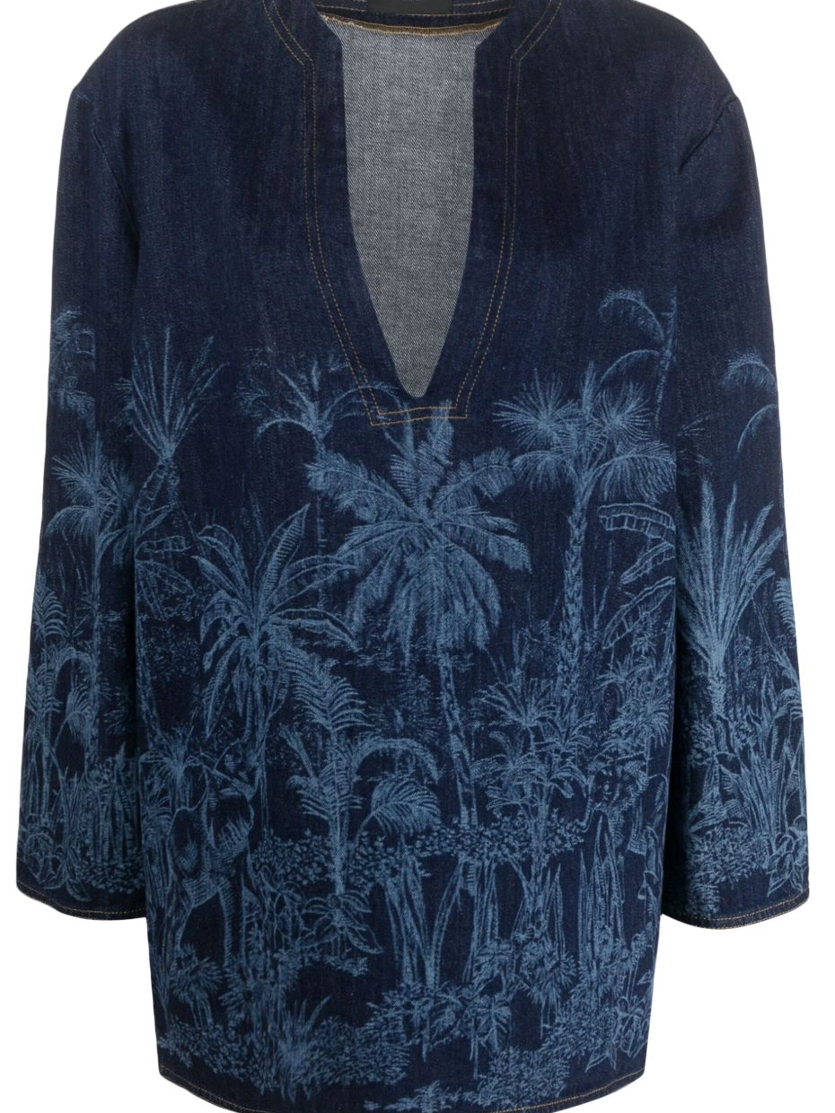 Affordable Toile Jouy Women Alanui de tunic denim Jungle 0821